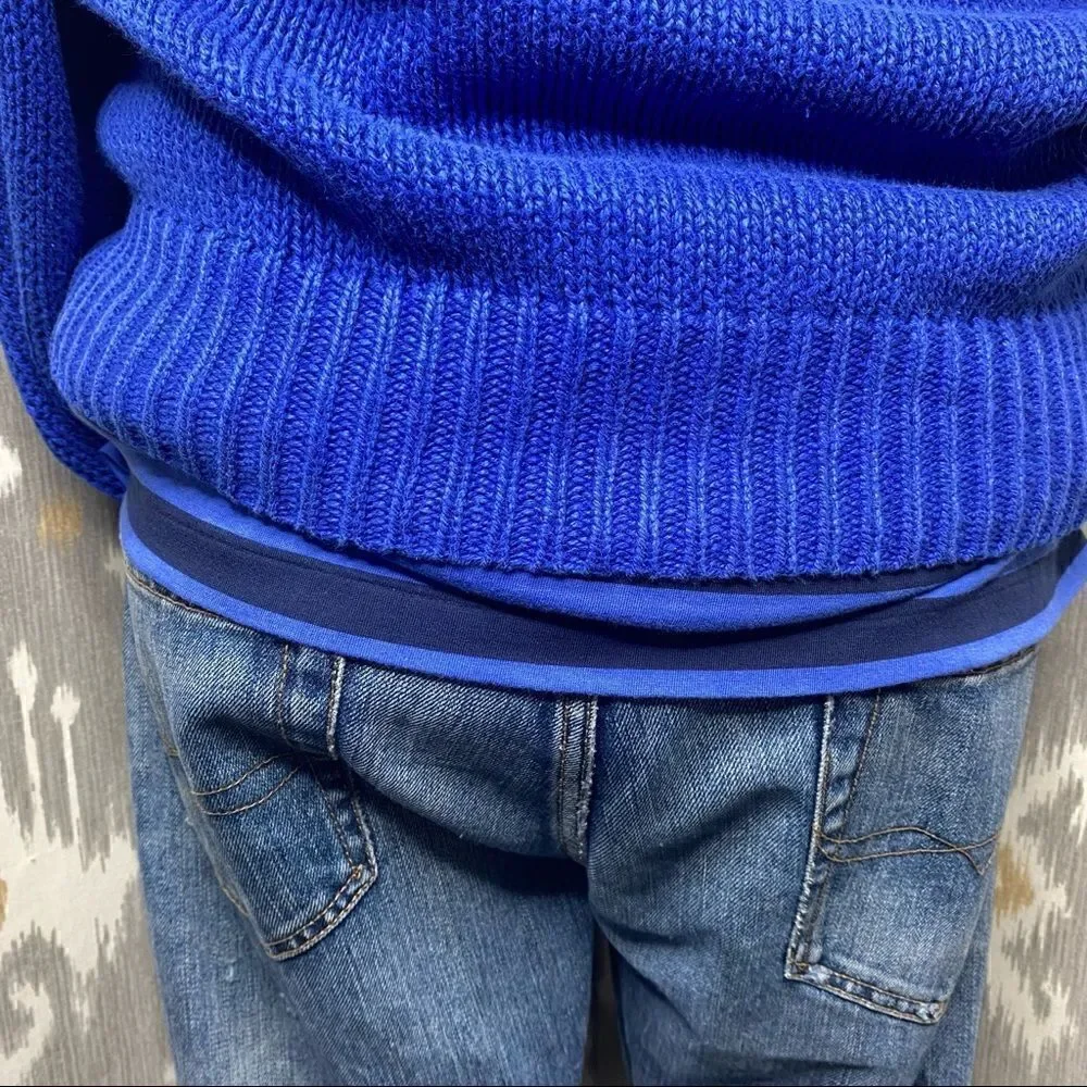 Polo Ralph Lauren Yacht Blue Linen Cotton Blend Toggle Shawl Collar L/S Sweater